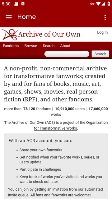 ao3阅读器作品浏览界面
